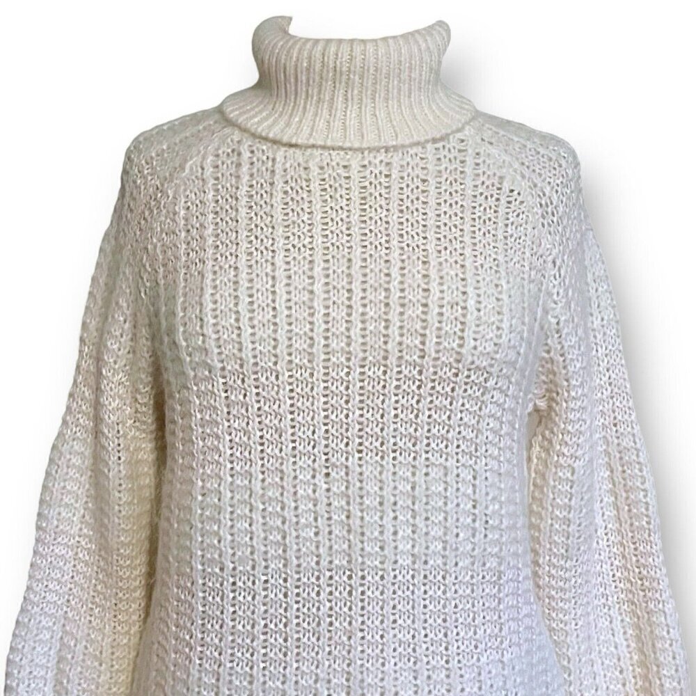 LAUREN Ralph Lauren Womens Sweater Sz Large Ivory Alpaca Wool Blend Turtleneck - Picture 3 of 8
